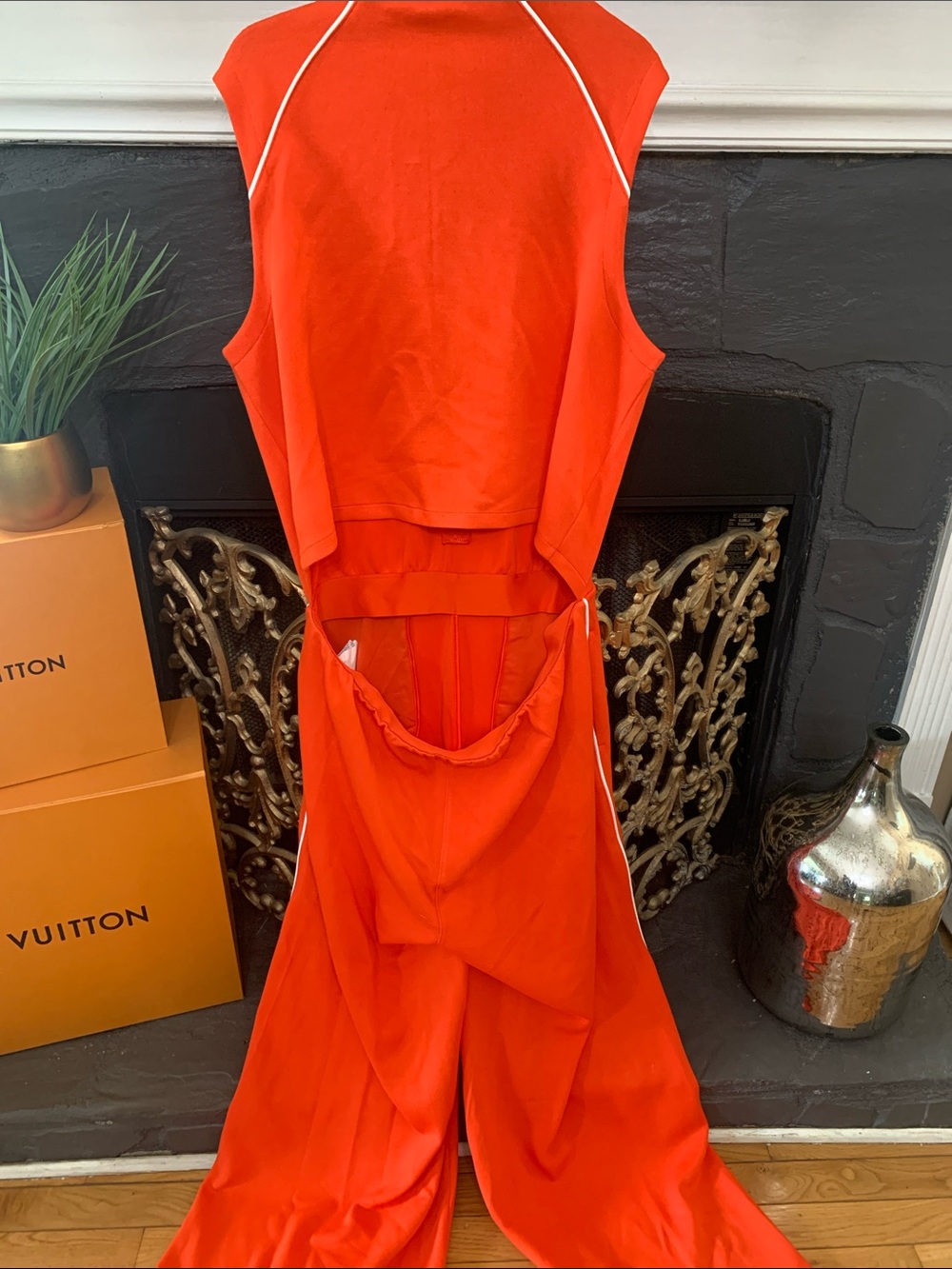 SPANX Sleeveless Zip-Front Orange Pants Jumpsuit - Picture 9 of 13